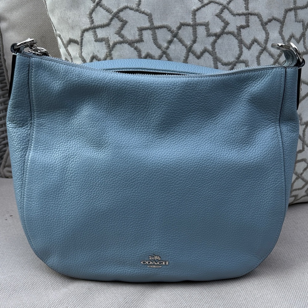 Coach Sky Blue Leather Shoulder Bag - Picture 2 of 16